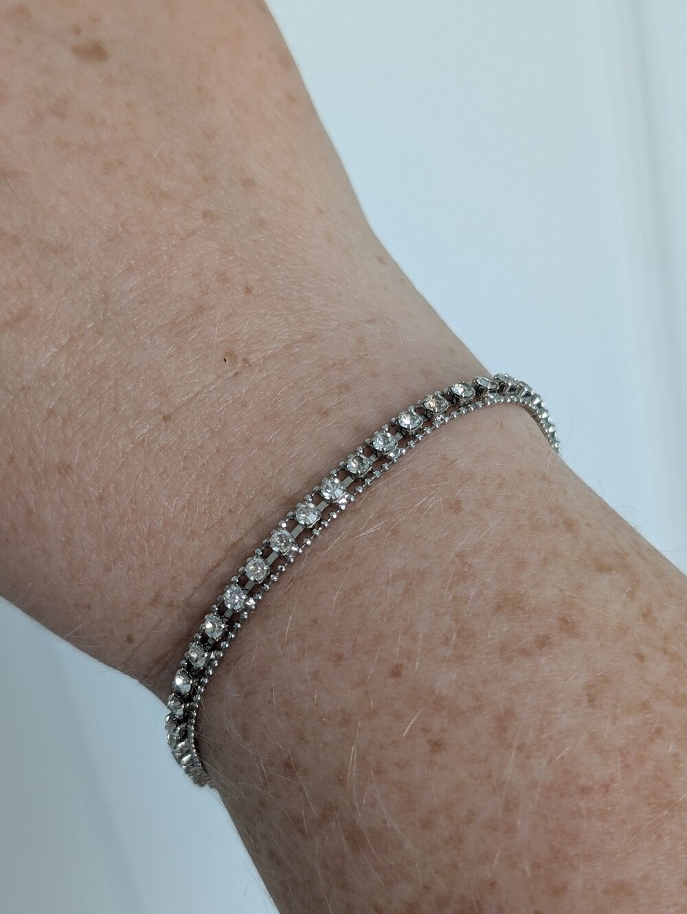 Vintage Silver And Cubic Zirconia Tennis Bracelet
